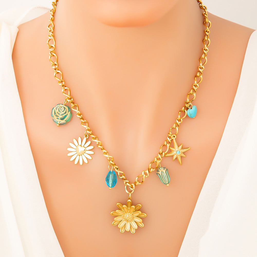 Double-layer Twin Titanium Steel Pendant 18K Gold Color-preserving Clavicle Chain - Norellé