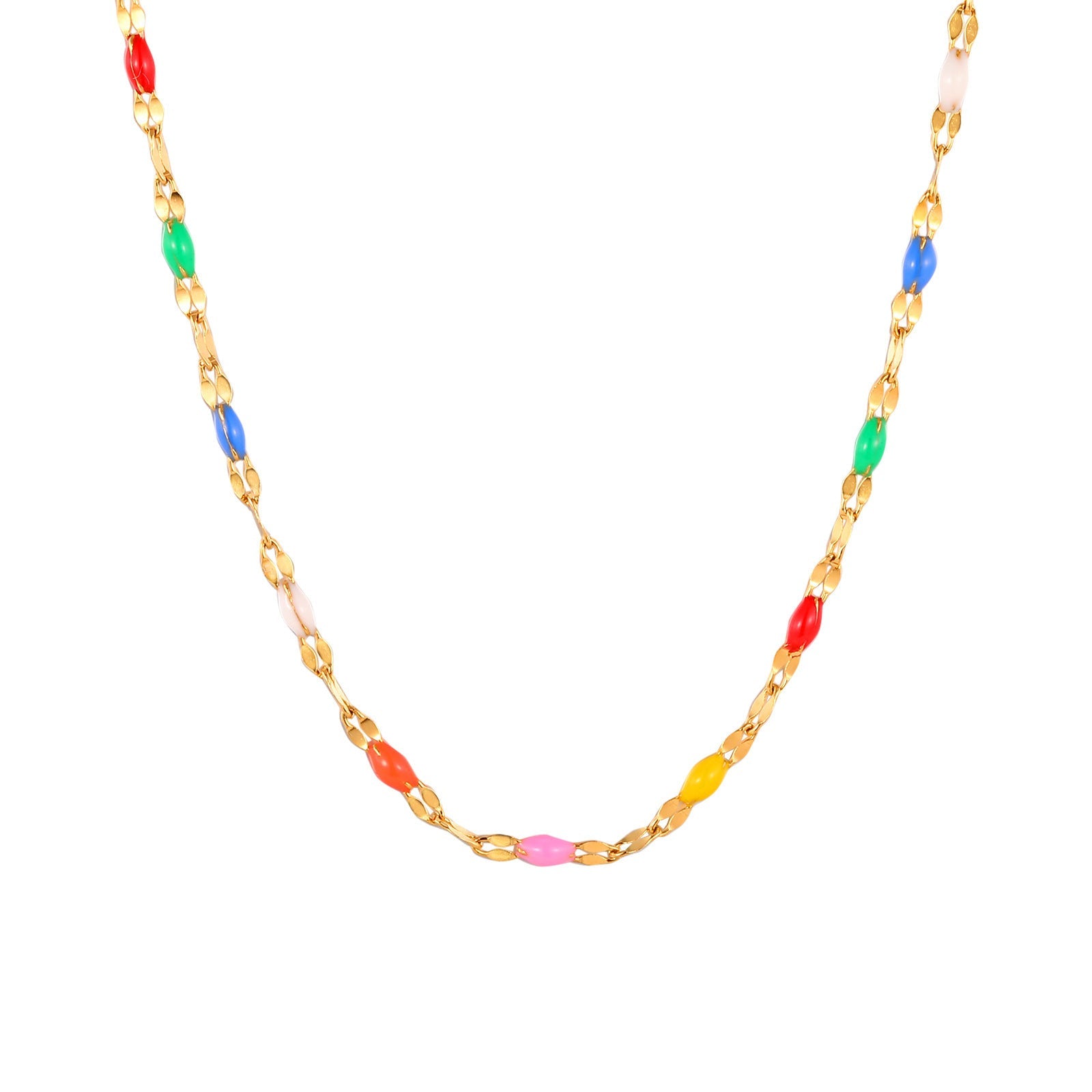 Colored Niche Beads Stainless Steel Lip Chain Necklace - Norellé