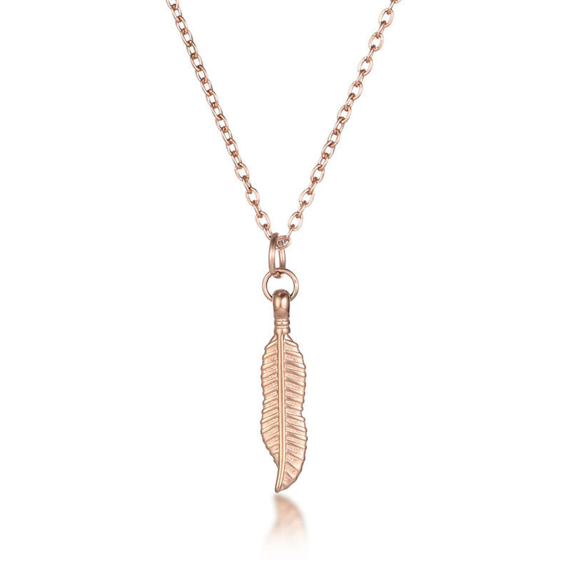 Simple Titanium Steel Clavicle Chain Leaf Pendant Long Necklace - Norellé