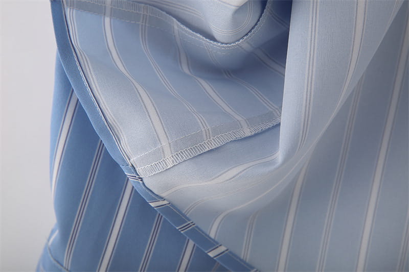 Striped Poplin Cotton Long-sleeved Lapel Shirt