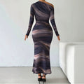 Tie-dyed Crossbody Shoulder Asymmetric Fold Dress - Norellé