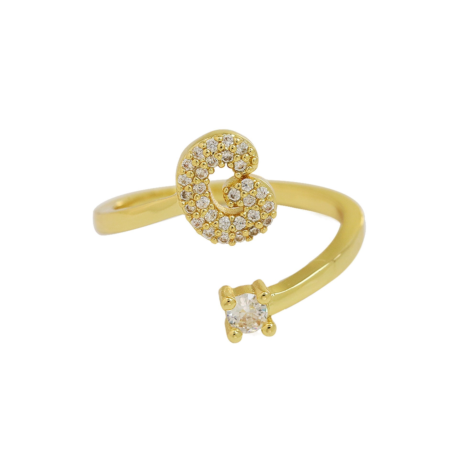 Cute 26 English Letters Open Adjustable Personality Ring - Norellé