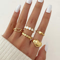 New 5-piece Set Of Love Oil Dripping Knuckle Ring - Norellé