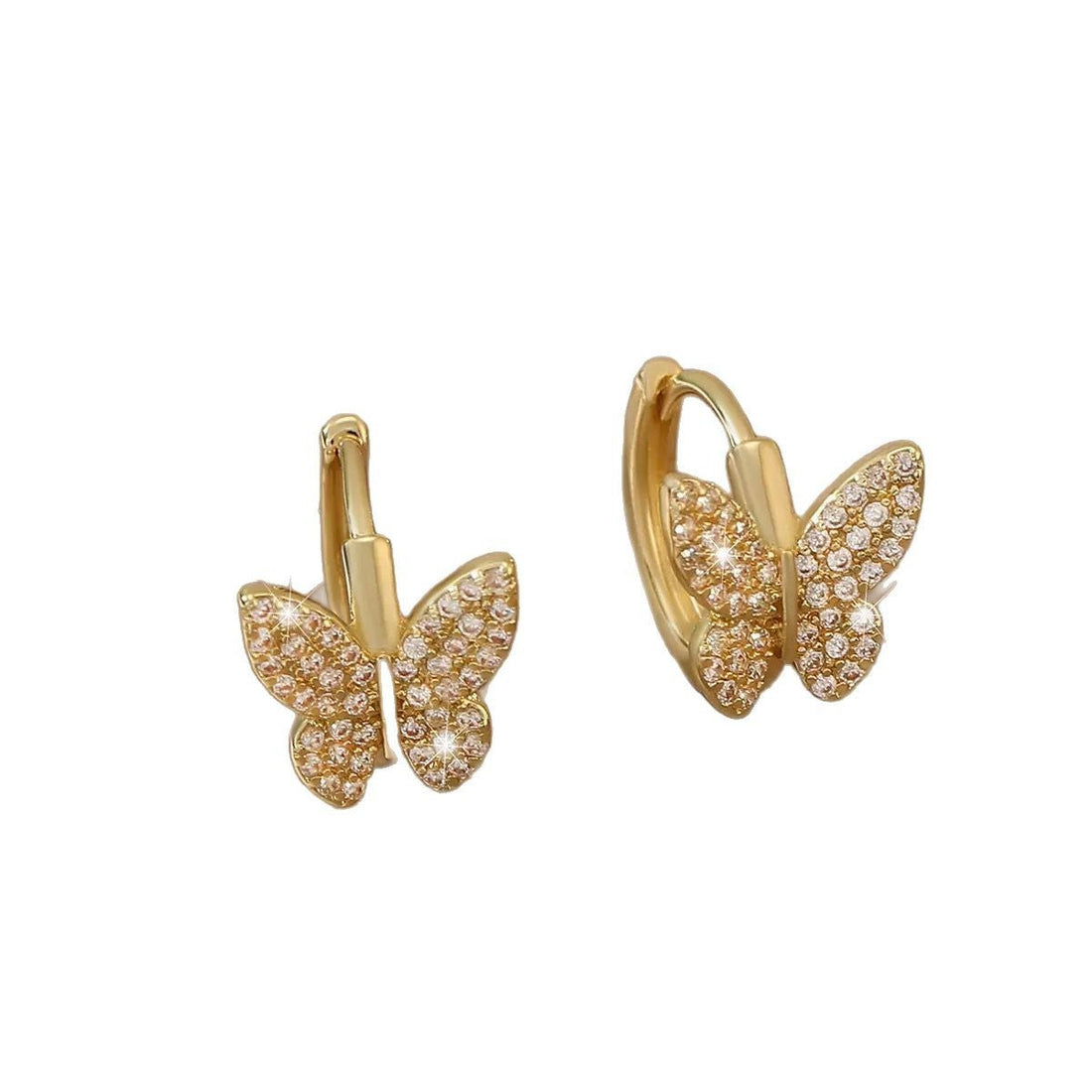 Fashion Copper Inlaid Zirconium Butterfly Ear Ring Niche - Norellé