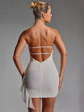 Stitching Tied Bandeau Short Skirt Sheath Dress - Norellé