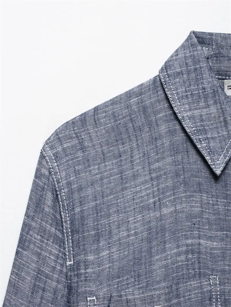 Pocket Decoration Short Shirt Trousers