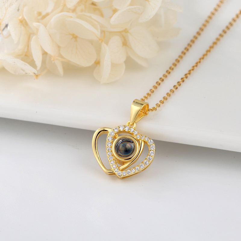 Language I Love You Love Heart-shaped Projection Necklace - Norellé