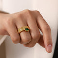 Non-fading Square Diamond Vertical Pattern Ring Retro Rib - Norellé