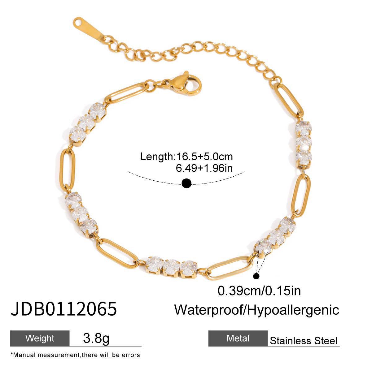 Stainless Steel Full Diamond Tennis Chain Women's Bracelet - Norellé
