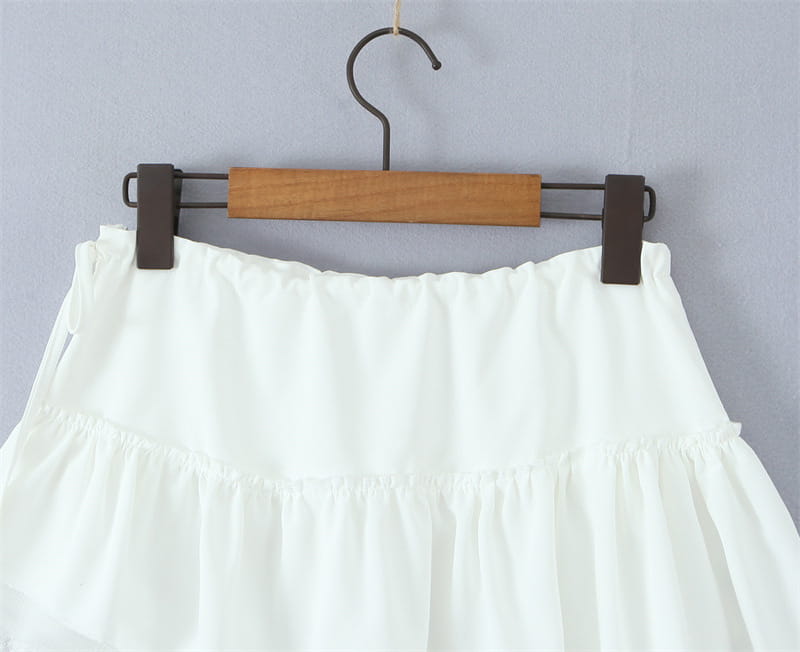 French Elegant Style Casual V-neck Backless Lace Up Halterneck Vest Short Skirt