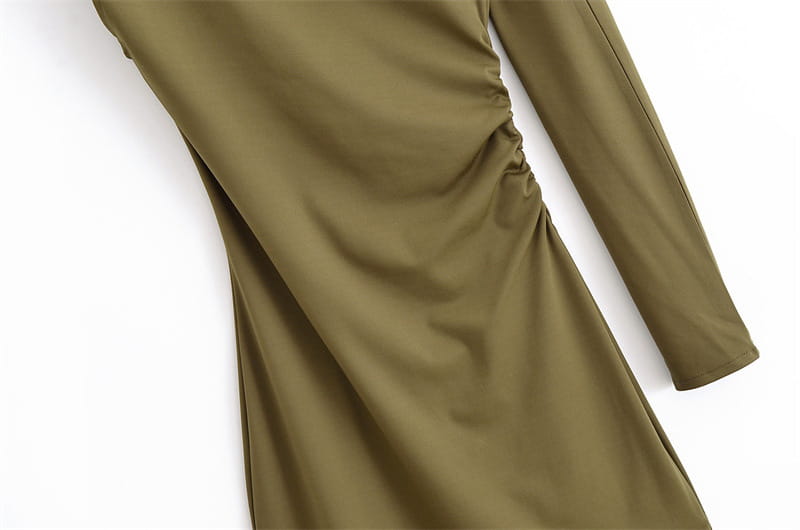 Fashionable Asymmetric Pleated Decoration Length Dress