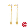 Sterling Silver Horse Eye Rhinestone Pearl Eardrops - Norellé