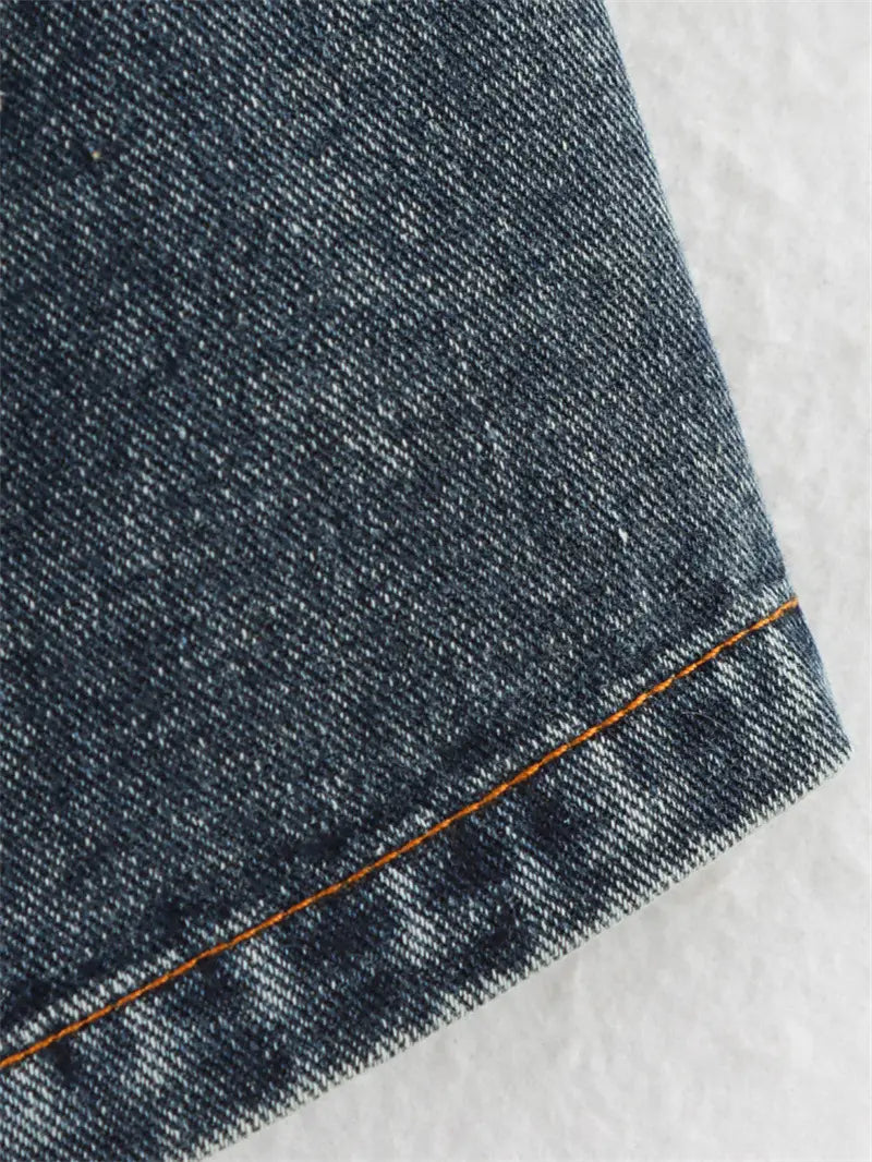 Big Backless Lapel Halter Denim Camisole