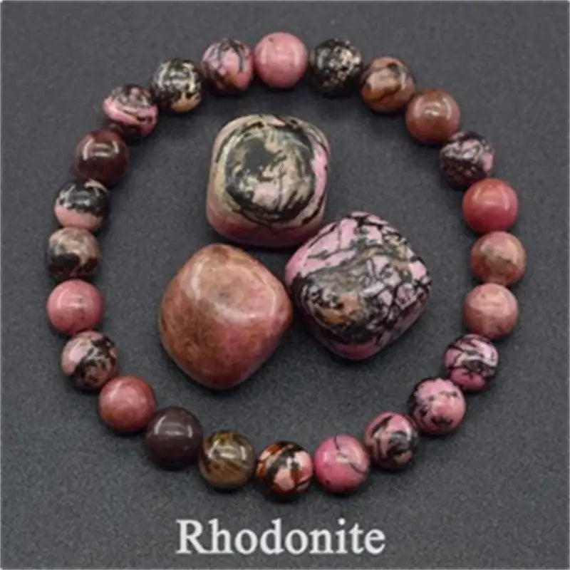 Rose Stone Agate Mixed Colorful Beads Bracelet