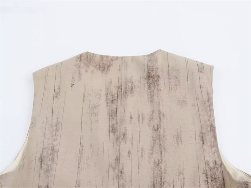 V-neck Buttons Decorative Lace-up Sleeveless Waistcoat Vest Wide-leg Casual Pants Suit