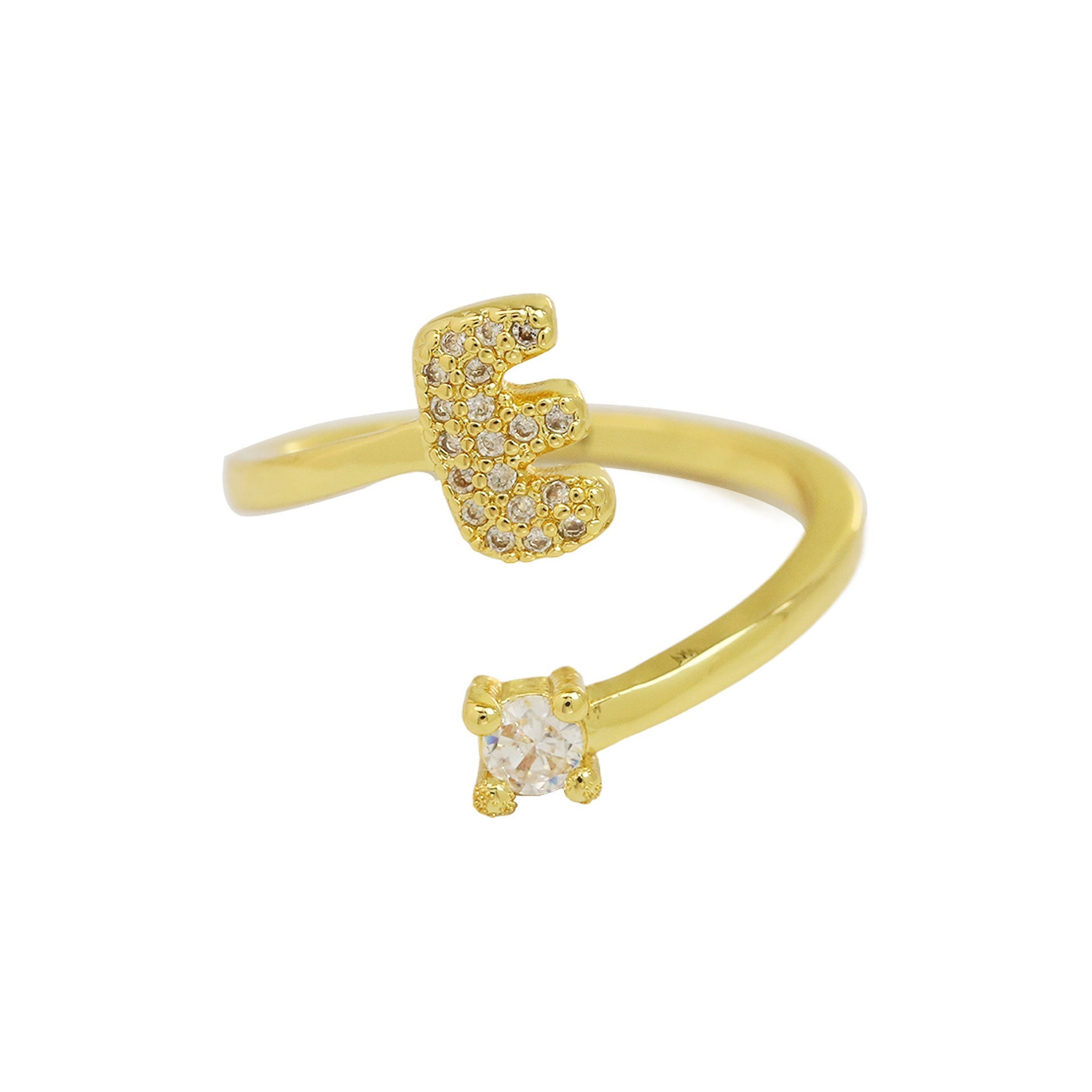 Cute 26 English Letters Open Adjustable Personality Ring - Norellé