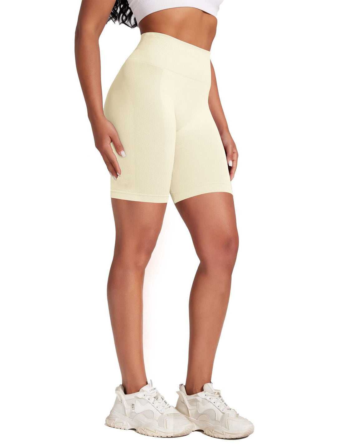 Yoga Pants - Five Points High Waist Seamless Solid Color Cream White - Norellé