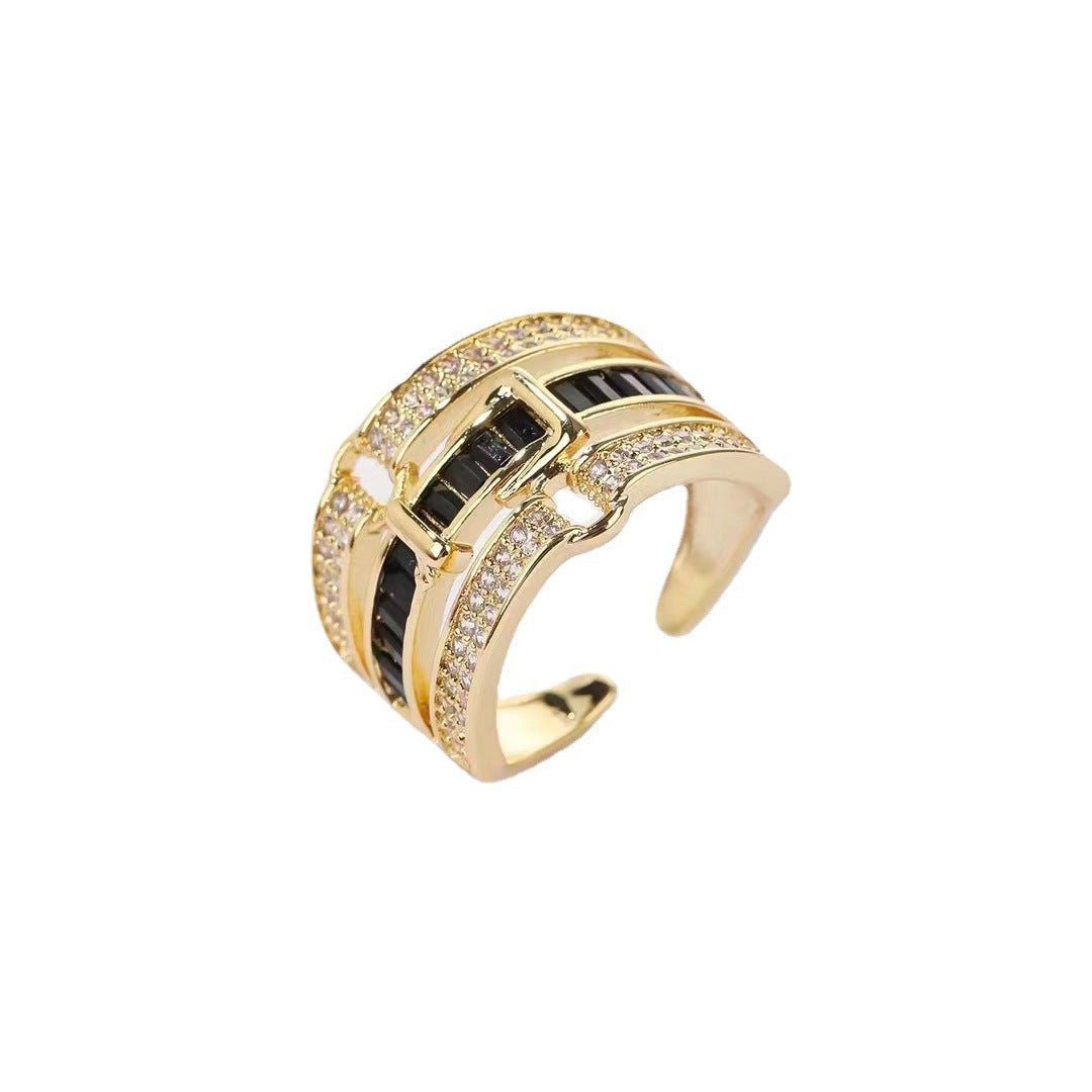 Retro Gemstone Affordable Luxury Fashion Open-end Personality Ring - Norellé