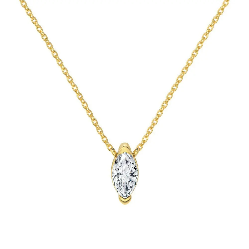 S925 Sterling Silver Necklace Women's Advanced Oval Water Foam 8A Heart-shaped Zircon Flower Horse Eye Clavicle Chain - Norellé