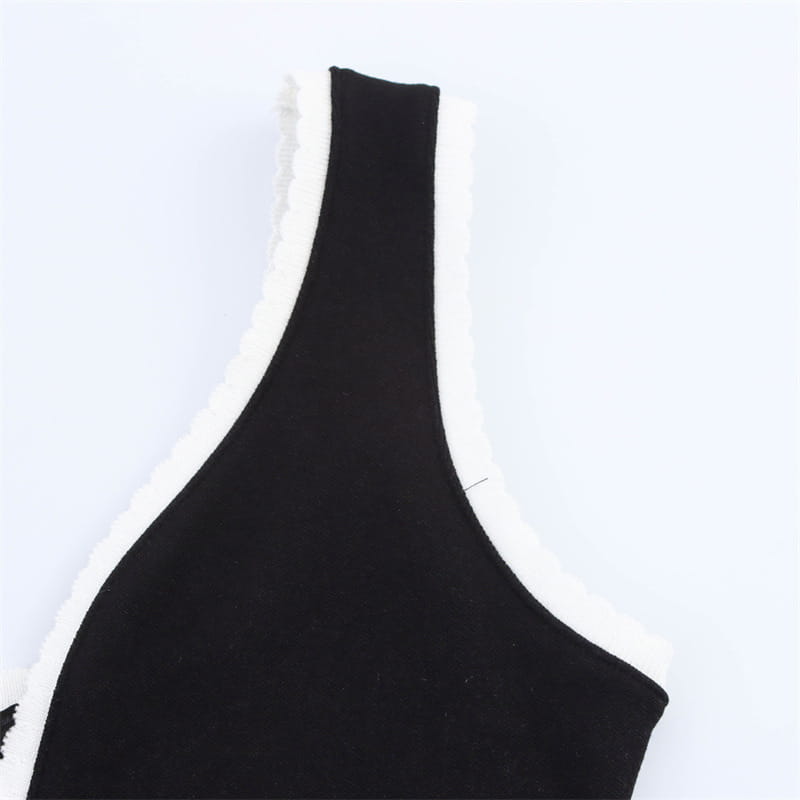 Women’s Simple Slim-fit Contrast Colors Decorative Layer Dress