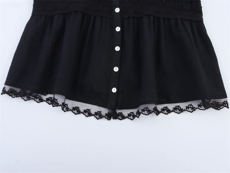 Solid Color Embroidered Lace Top