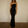 Solid Color Simple One Shoulder Backless Fishtail Dress - Norellé