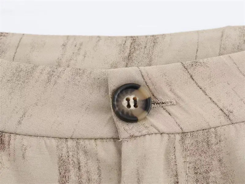 V-neck Buttons Decorative Lace-up Sleeveless Waistcoat Vest Wide-leg Casual Pants Suit