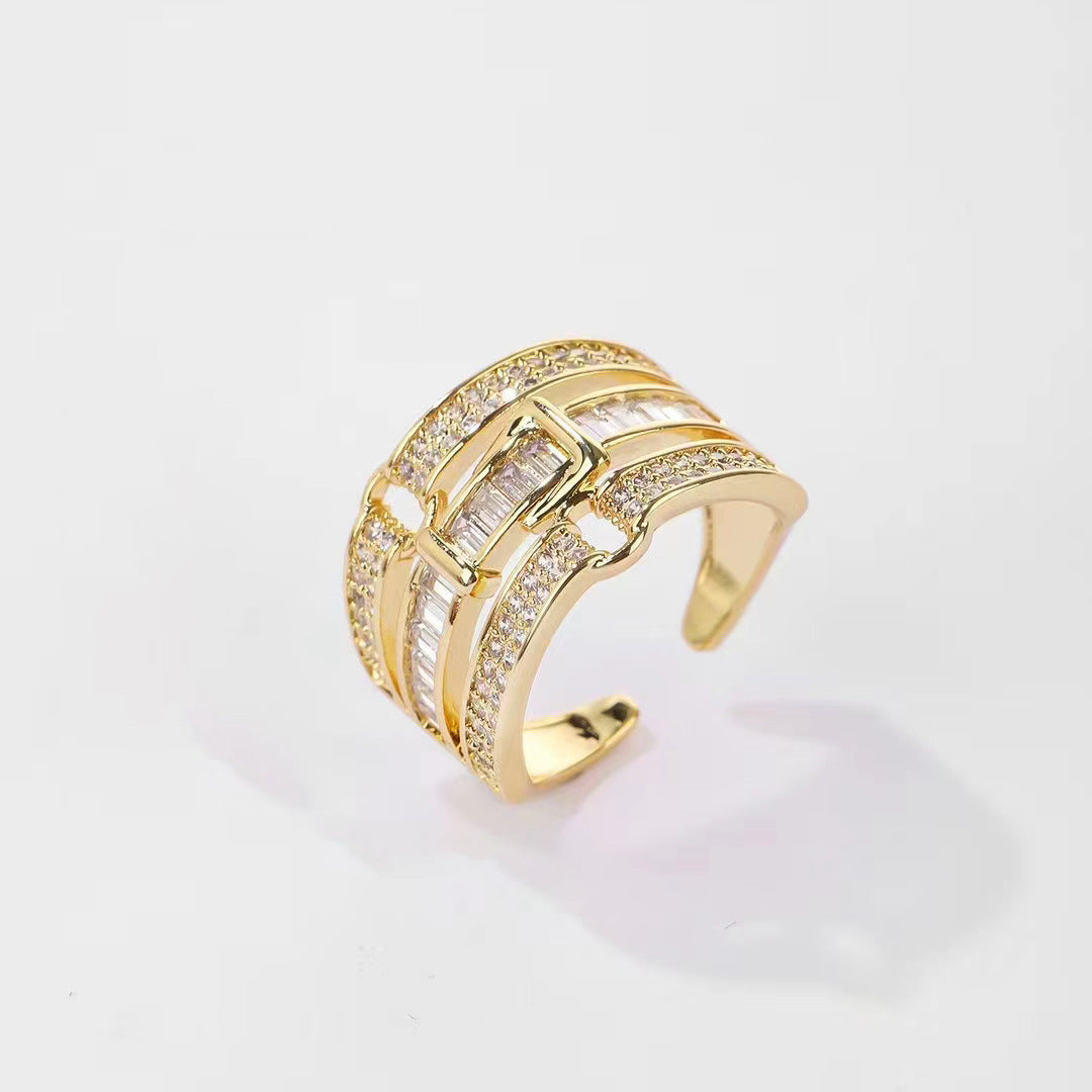 Retro Gemstone Affordable Luxury Fashion Open-end Personality Ring - Norellé