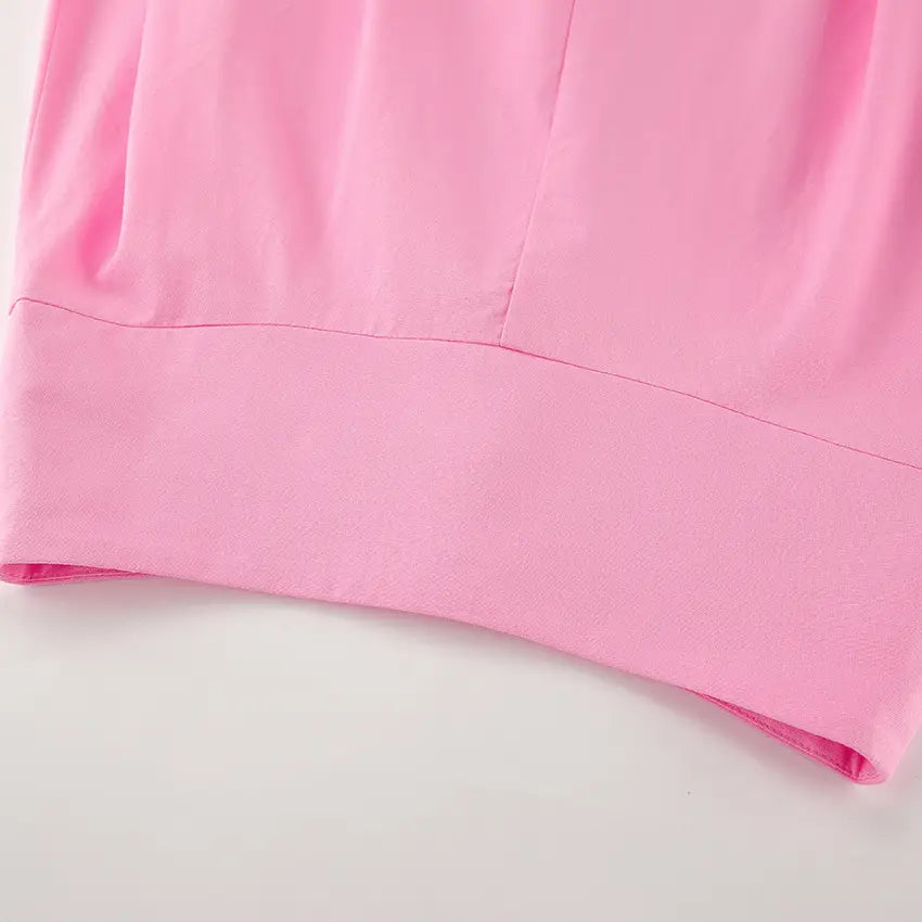 Cotton High Waist V-neck Dress Suit