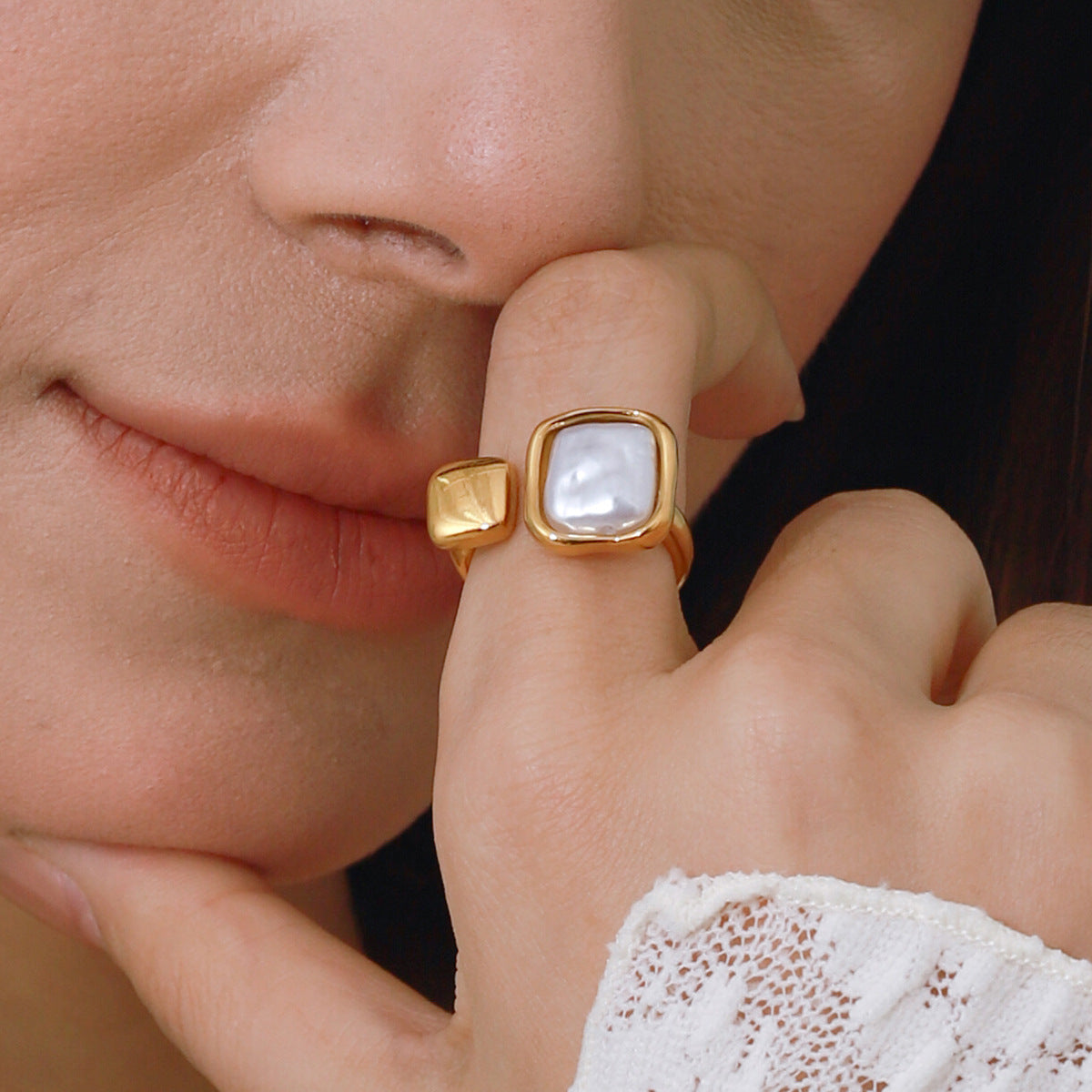 Stainless Steel Pearl Ring Titanium Steel No Fading - Norellé