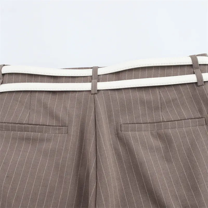 Women’s Fashion Temperament With Belt Vest Double Pants