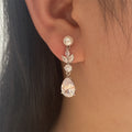 Fashion Leaves Zircon Water Drop Earrings Women - Norellé
