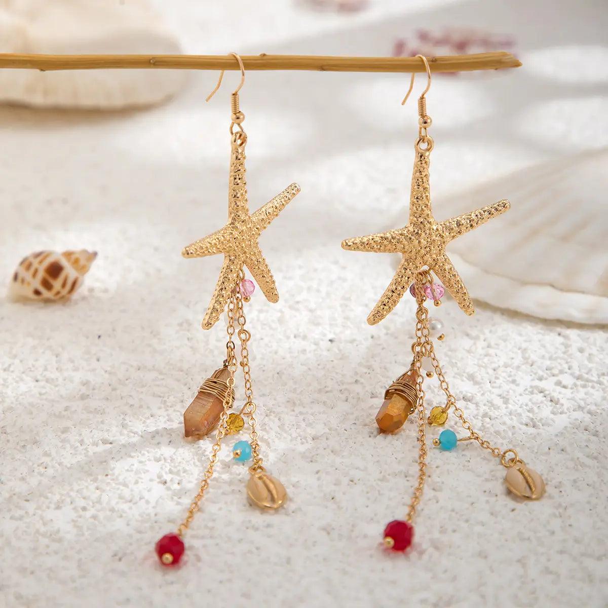 Holiday Beach Starfish Jellyfish Metal Alloy Earrings
