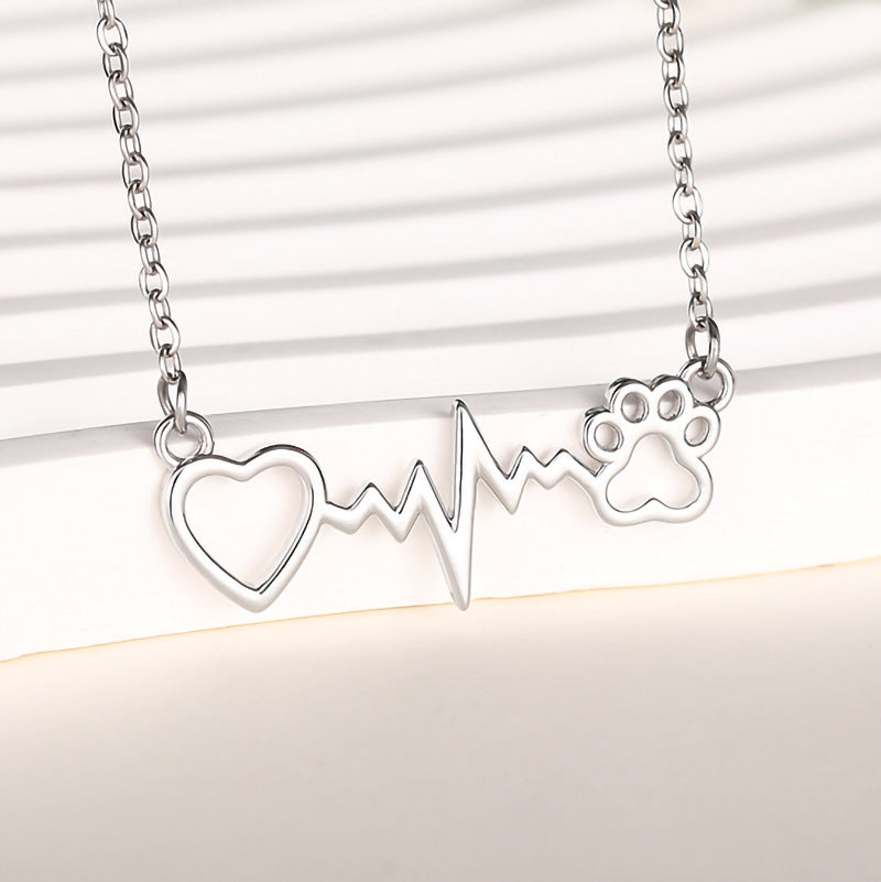 Cat Paw Necklace Heartbeat Chart - Norellé