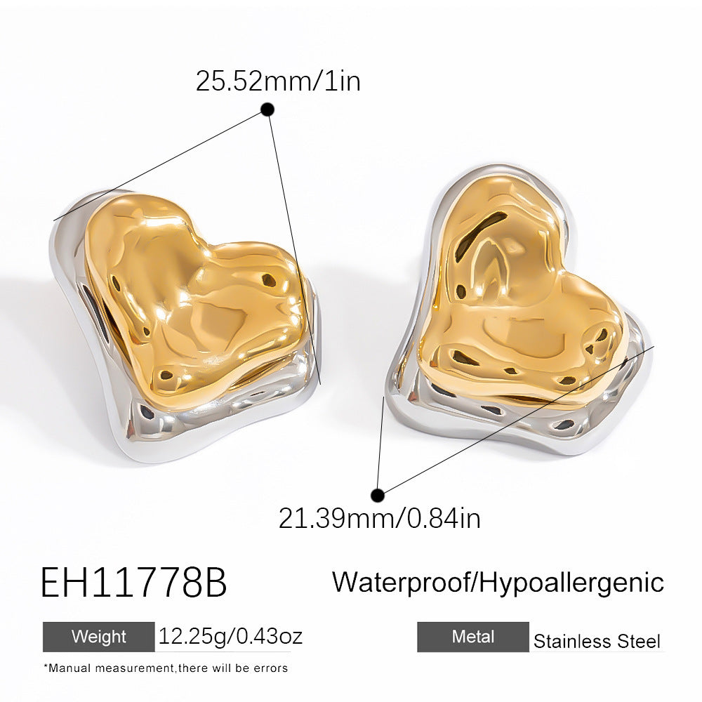 Stainless Steel Plating 18K Gold Fashion Butterfly Two-color Three-color Ear Studs - Norellé