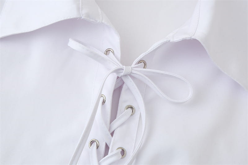 Pure Color Tied Large Profile Long Sleeve Shirt