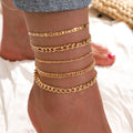 Simple Graceful Metal Chain Retro Creative Snake Chain Anklet Five-piece Set - Norellé