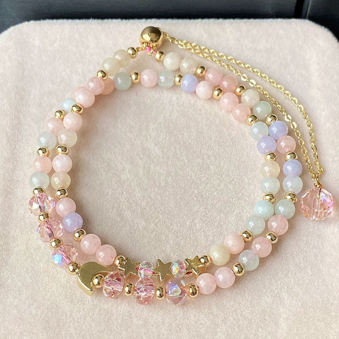 Multi Layer Bracelet With Morganite Chalcedony Matching - Norellé