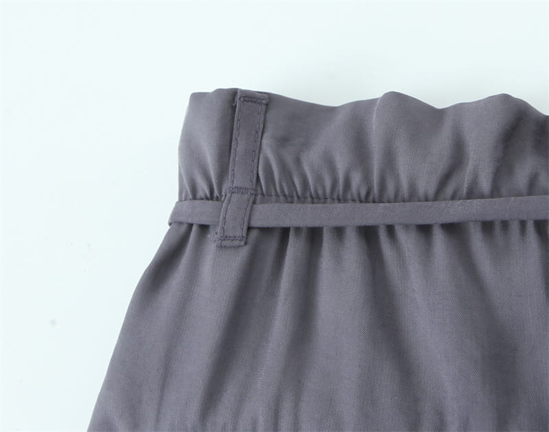 With Belt Paper Bag Type Draping Casual Trousers