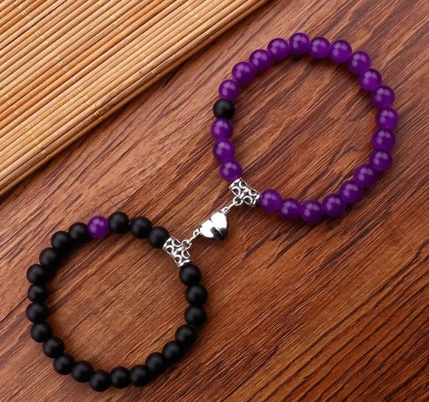 Black And White Love Magnet Suction Couple Bracelet Pair - Norellé