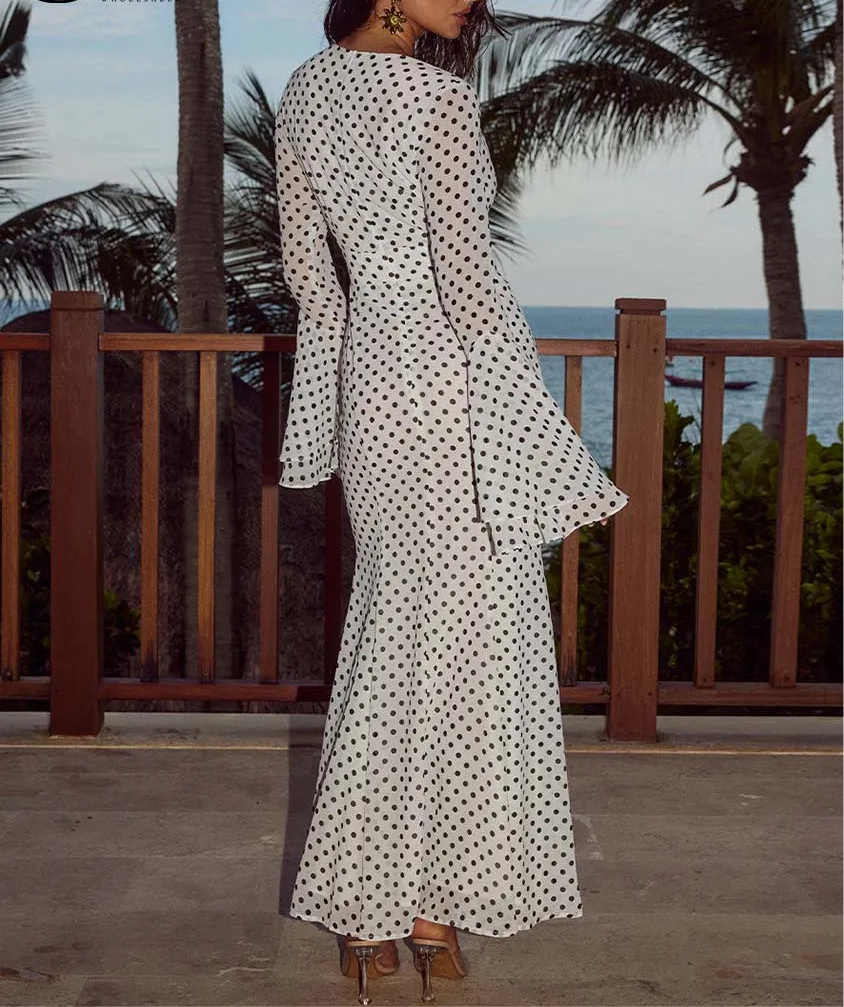 Elegant White Print Women's Dress - Norellé