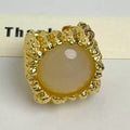 Large Resin Gemstone Open Ring Female Mid-ancient Wide Version Gold - Norellé