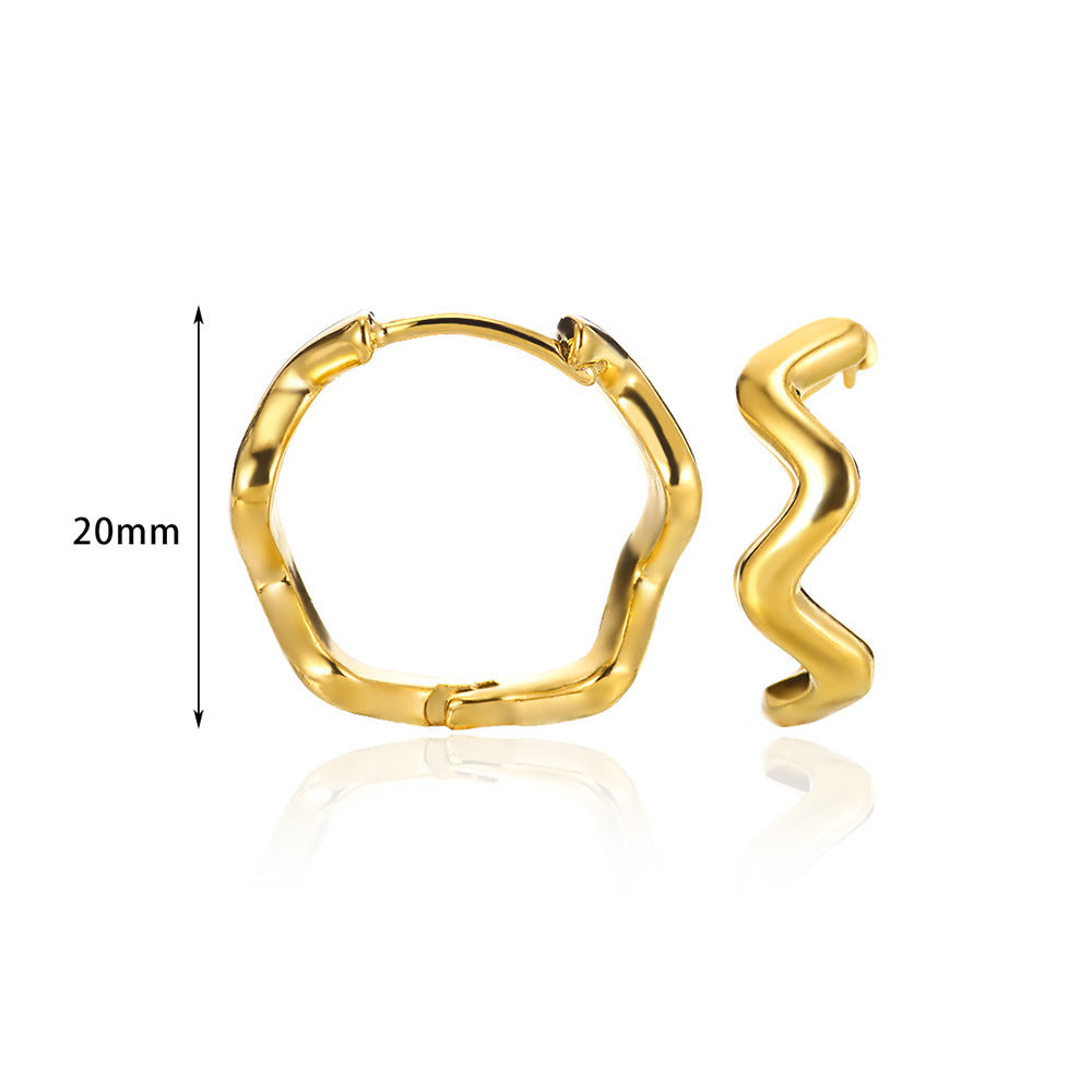European And American Fashion 18K Gold-plated Square Inlaid Fashion Sense Titanium Steel Earrings - Norellé