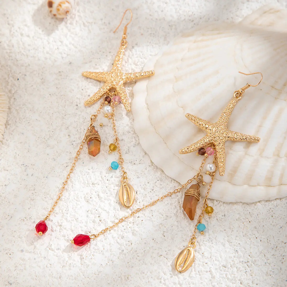 Holiday Beach Starfish Jellyfish Metal Alloy Earrings