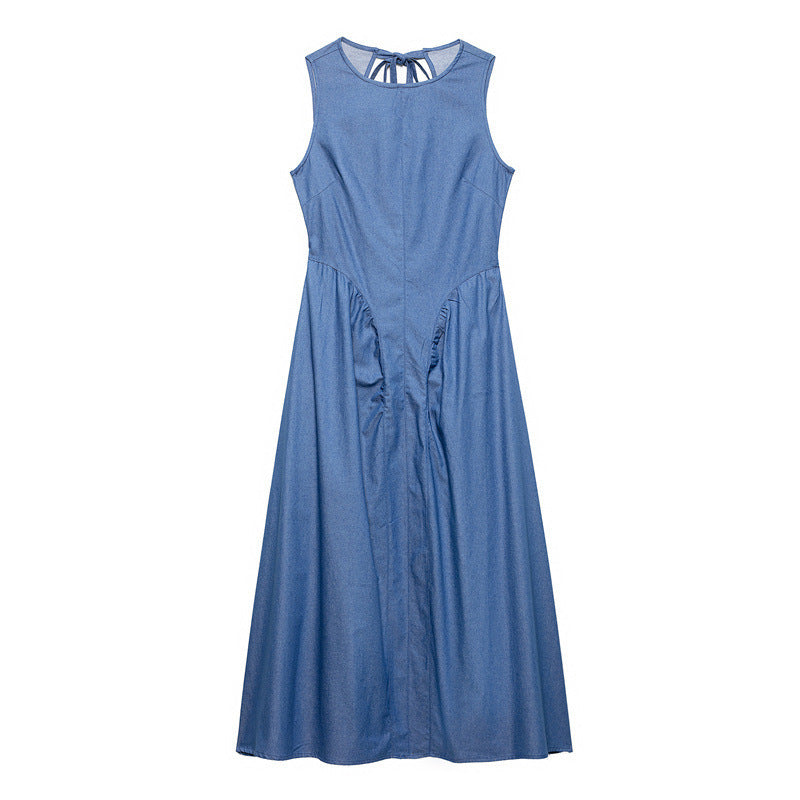 Denim Light Color Back Hollow Denim Dress - Norellé