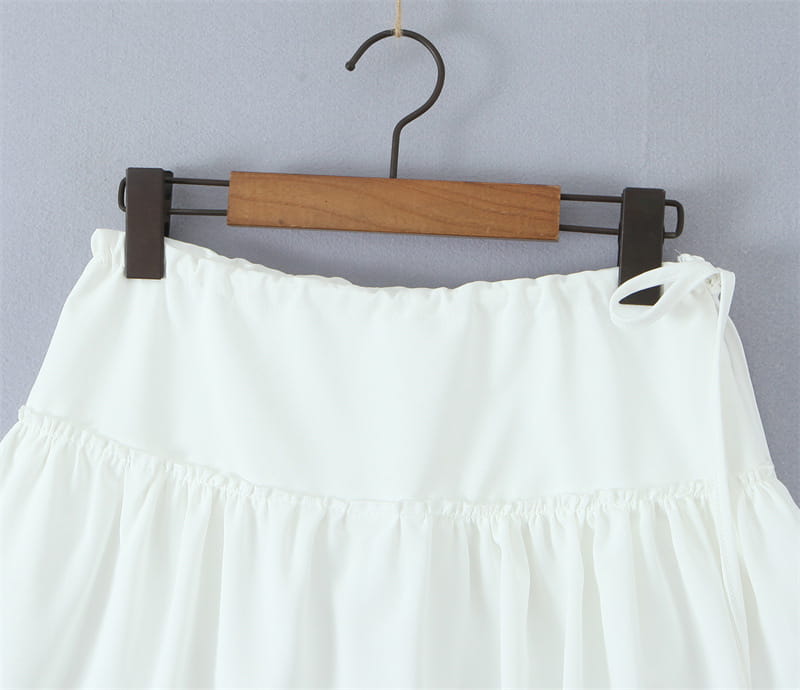 French Elegant Style Casual V-neck Backless Lace Up Halterneck Vest Short Skirt