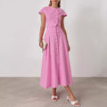 Cotton High Waist V-neck Dress Suit - Norellé