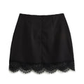 Women's Black Stitching Lace Sheath Skirt - Norellé