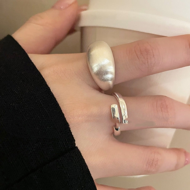 Simple Matte Silver Brushed Ring Women's Light Luxury - Norellé