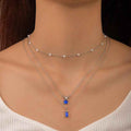 Vintage Grandmother Blue Green Pearl Multilayer Simplicity Necklace - Norellé